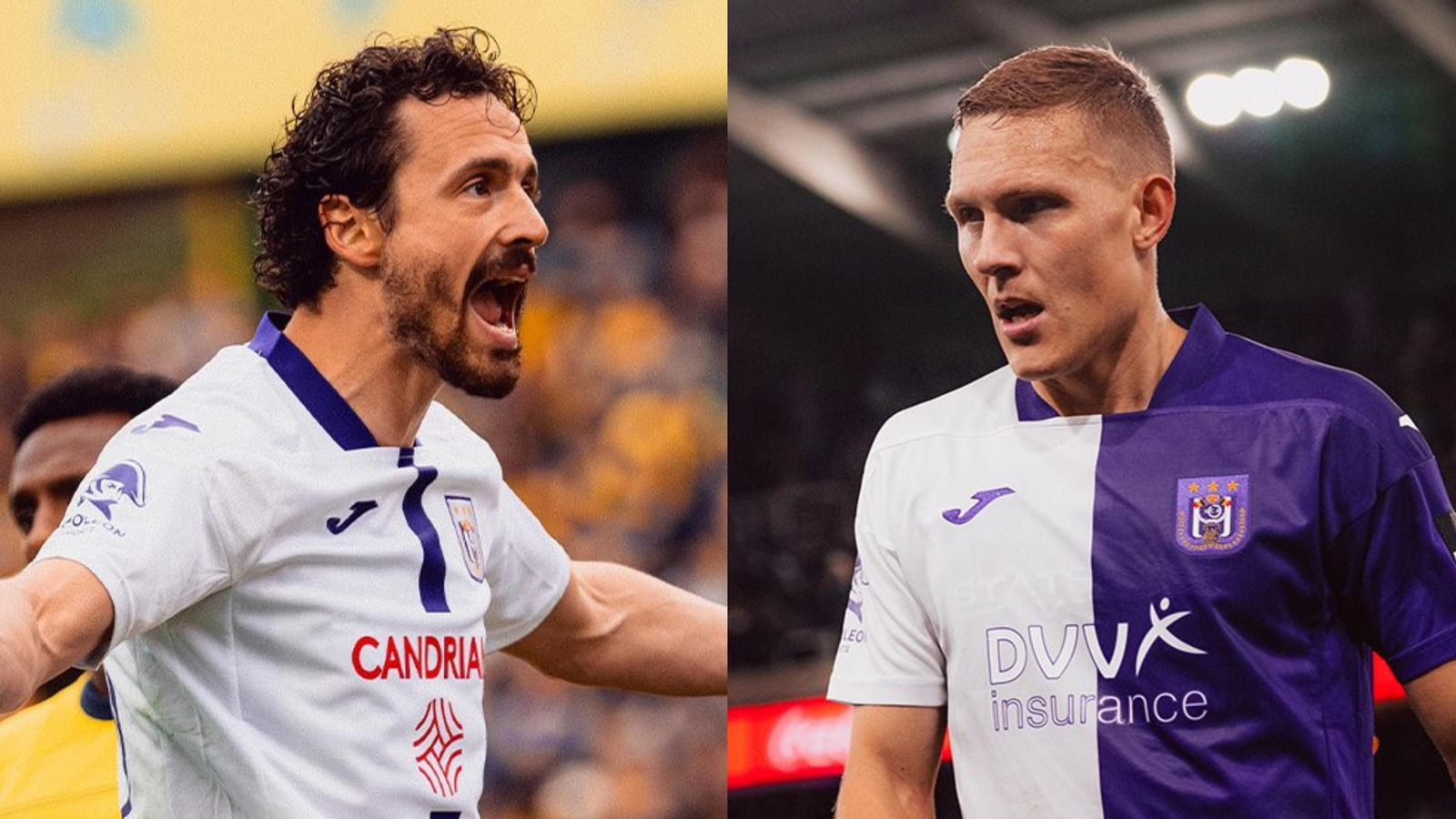 Delaney y Augustinsson en distintos partidos con la camiseta del Anderlecht