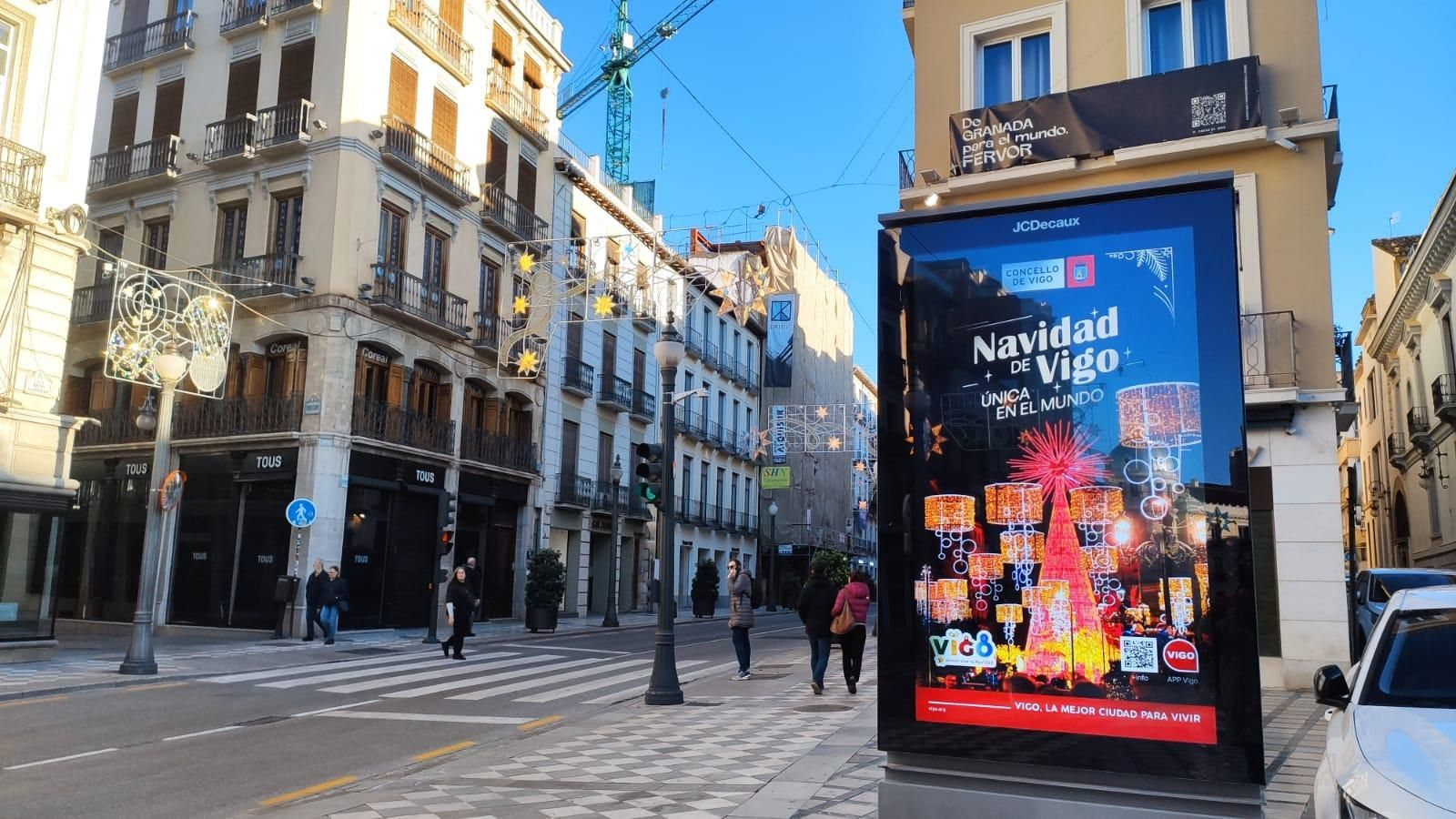 Publicidad de la Navidad de Vigo en Granada.