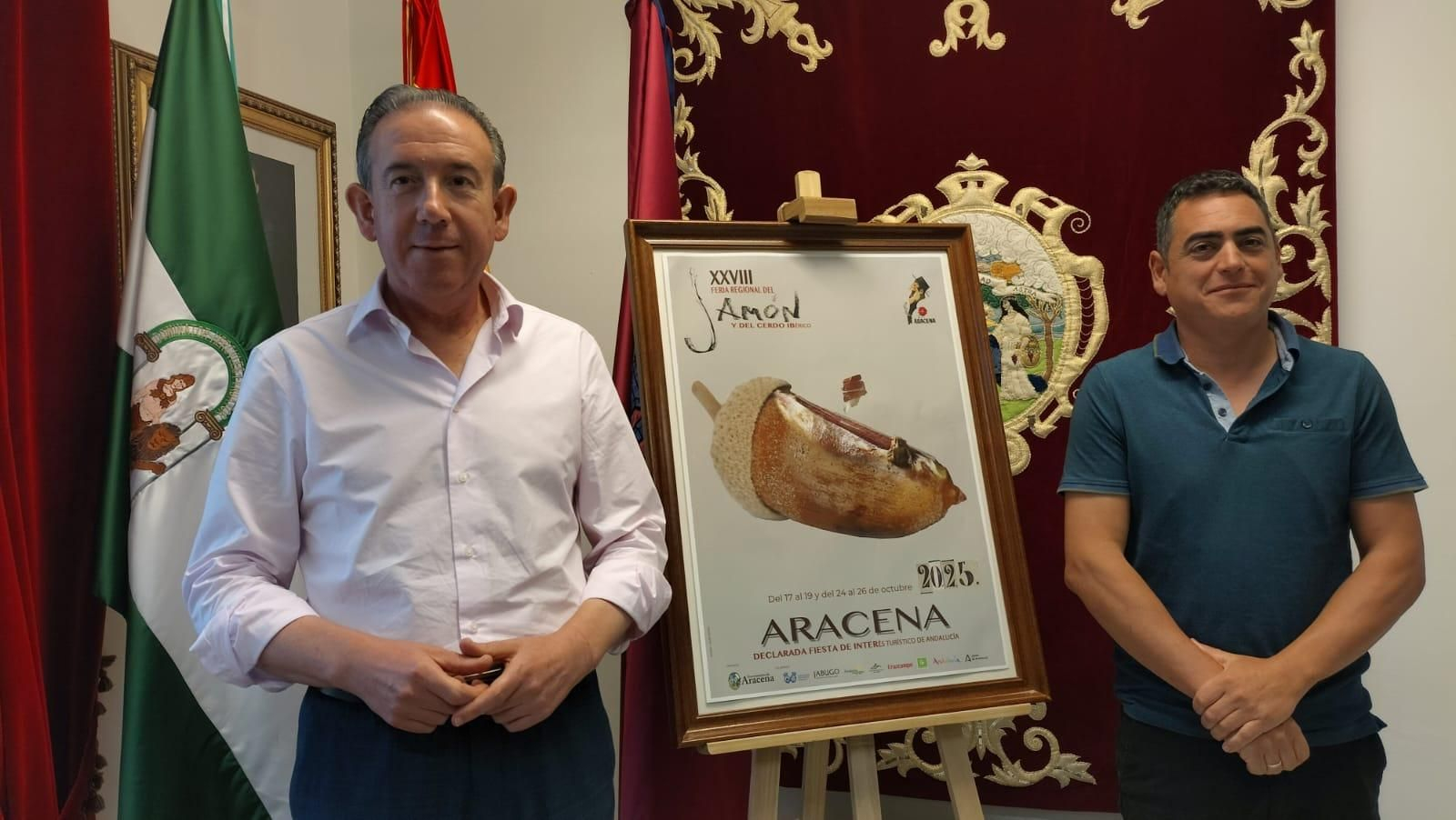 El alcalde y el concejal en la presentación de la Feria de Jamón.