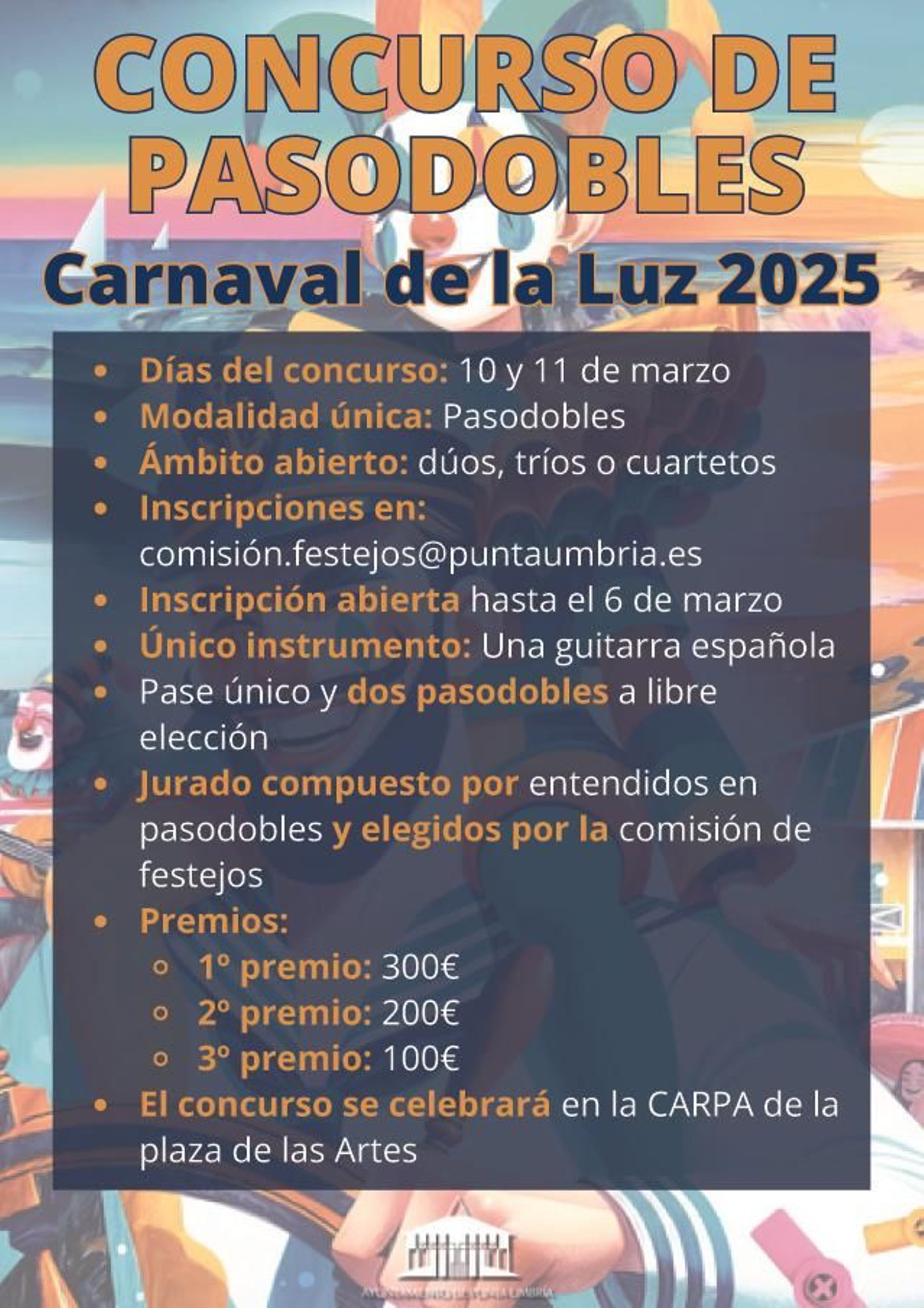 Cartel informativo sobre las bases del Concurso de Pasodobles.