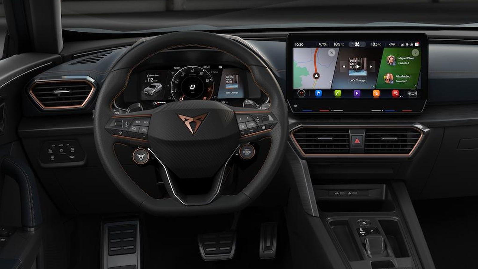 El volante con los botones de arranque y selección de modos de conducción es de serie en todos los Formentor VZ.