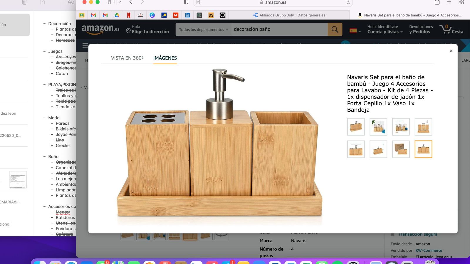 Set para el baño de bambú