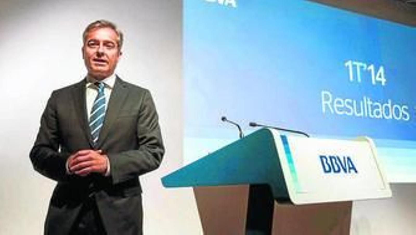 El consejero delegado de BBVA, Ángel Cano, durante la presentación de resultados del primer trimestre.