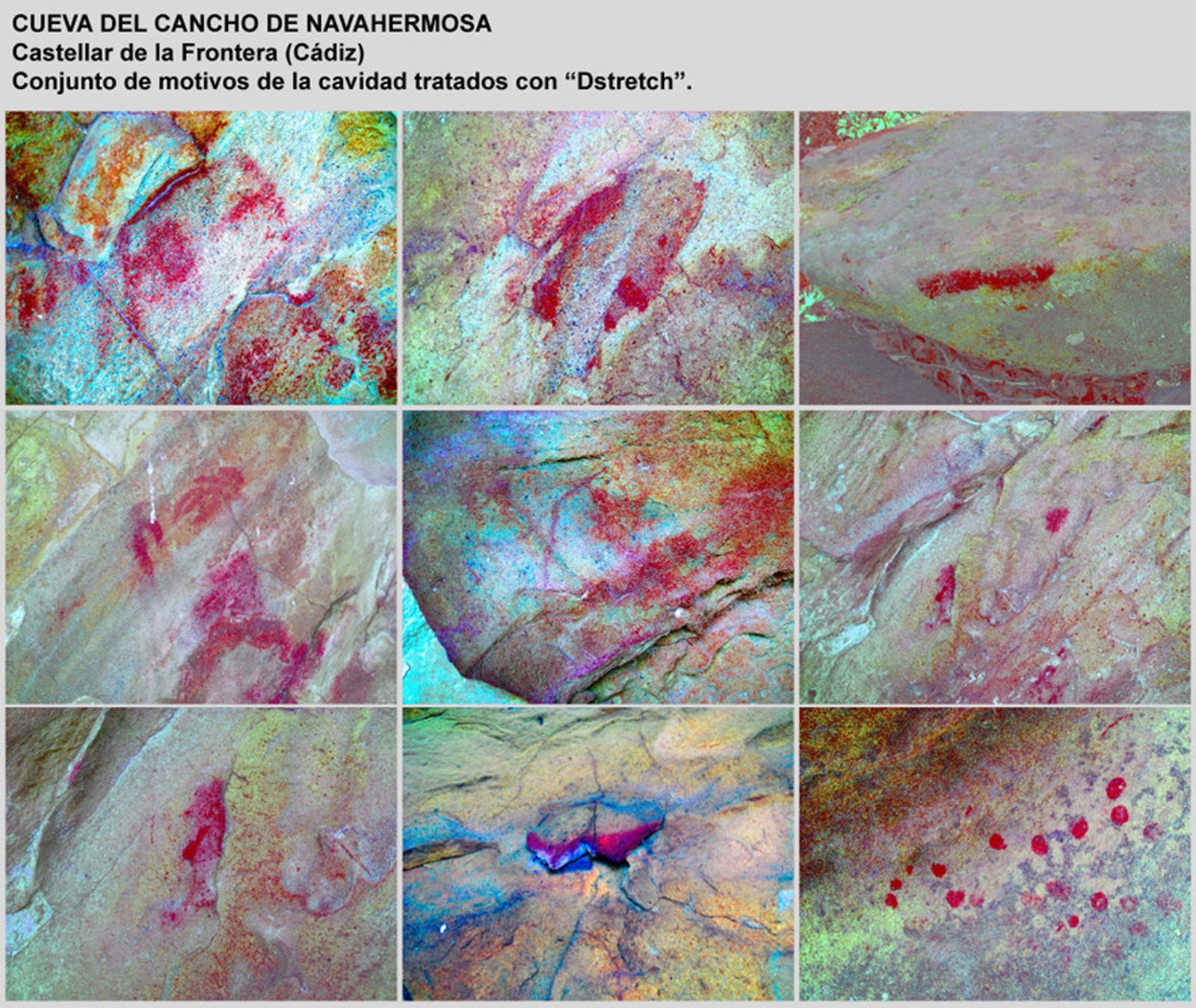 Fotografía de los diferentes motivos representados en la cavidad.
