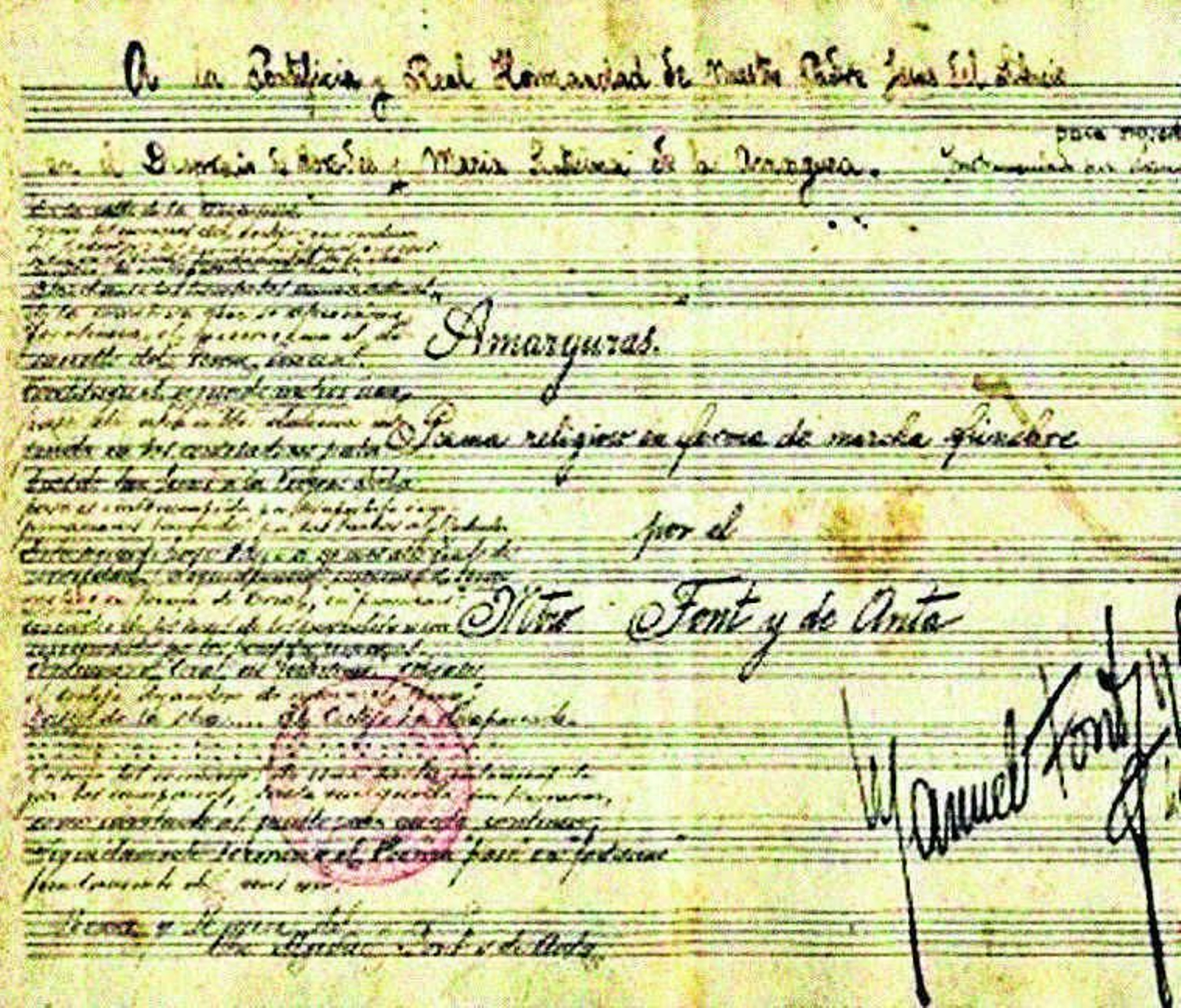 La partitura de 'Amarguras'.