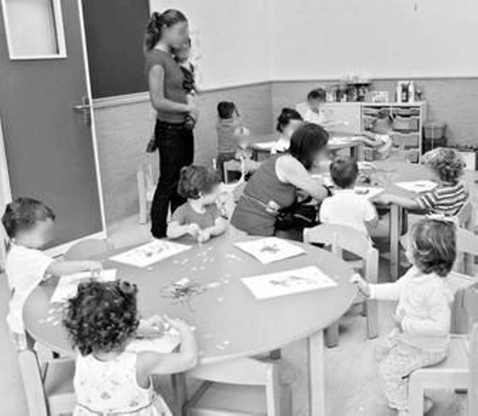 Alumnos en una guardería de la capital.