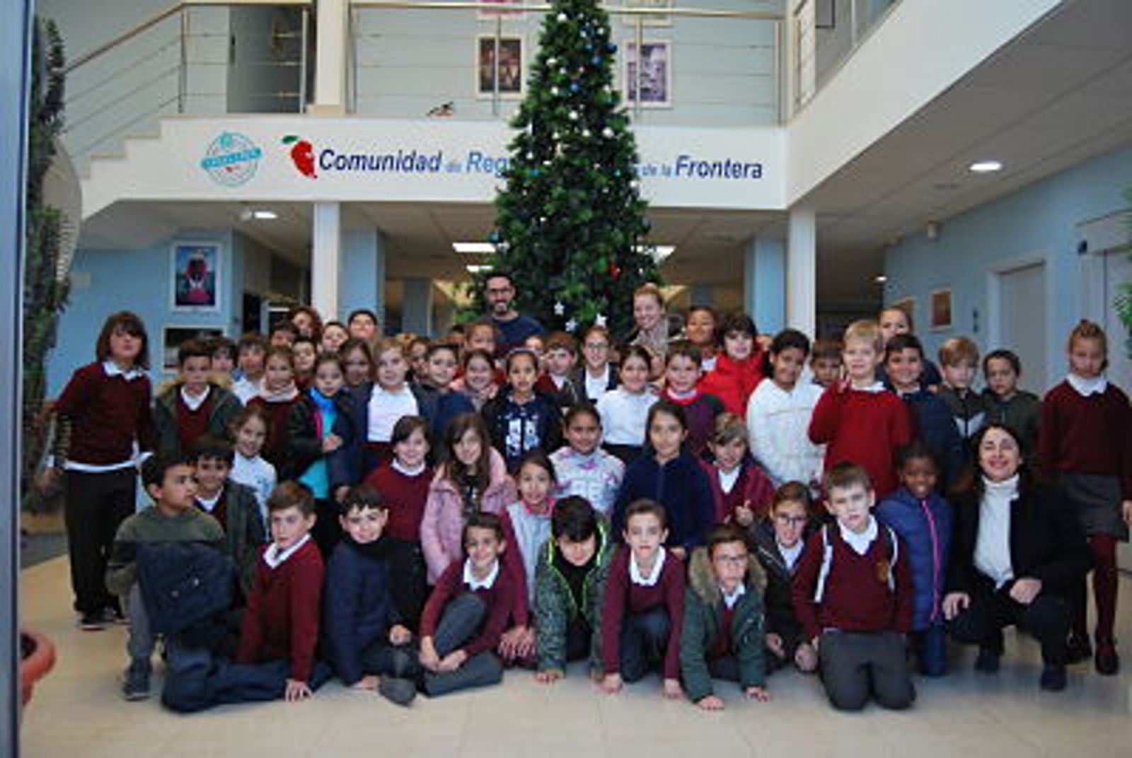 Alumnos del Colegio San Jorge que visitaron el árbol.
