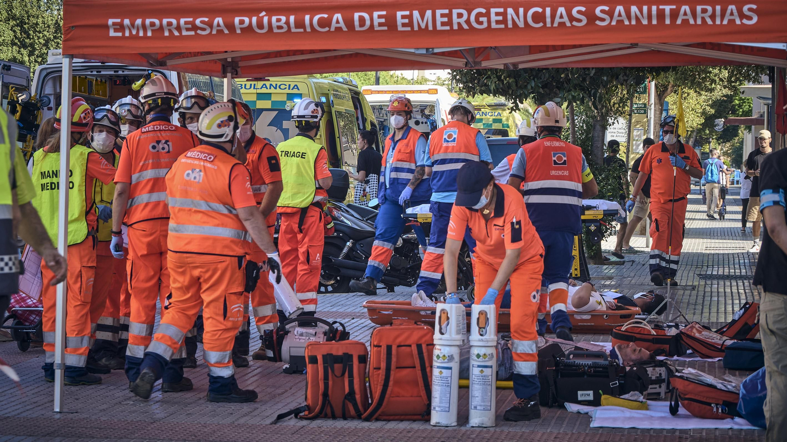 Simulacro de accidente del tranvía en San Fernando
