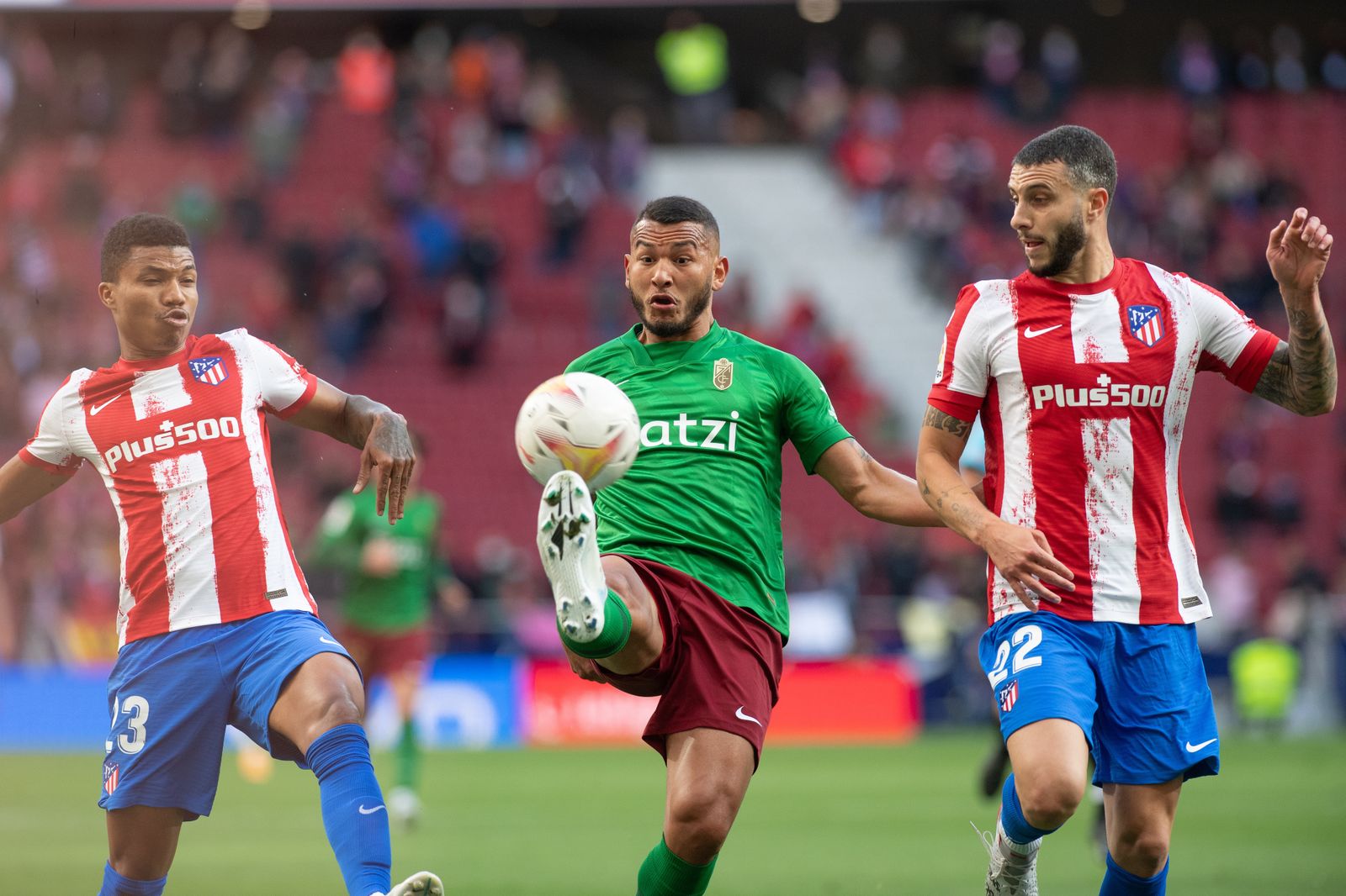 Luis Suárez fue el hombre más adelantado de los rojiblancos en el Wanda Metropolitano.