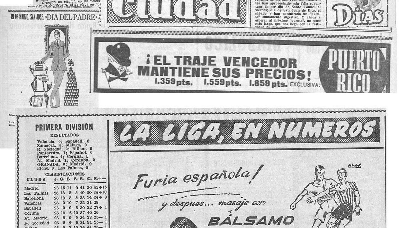 Cabeceras y anuncios en la Hoja del Lunes