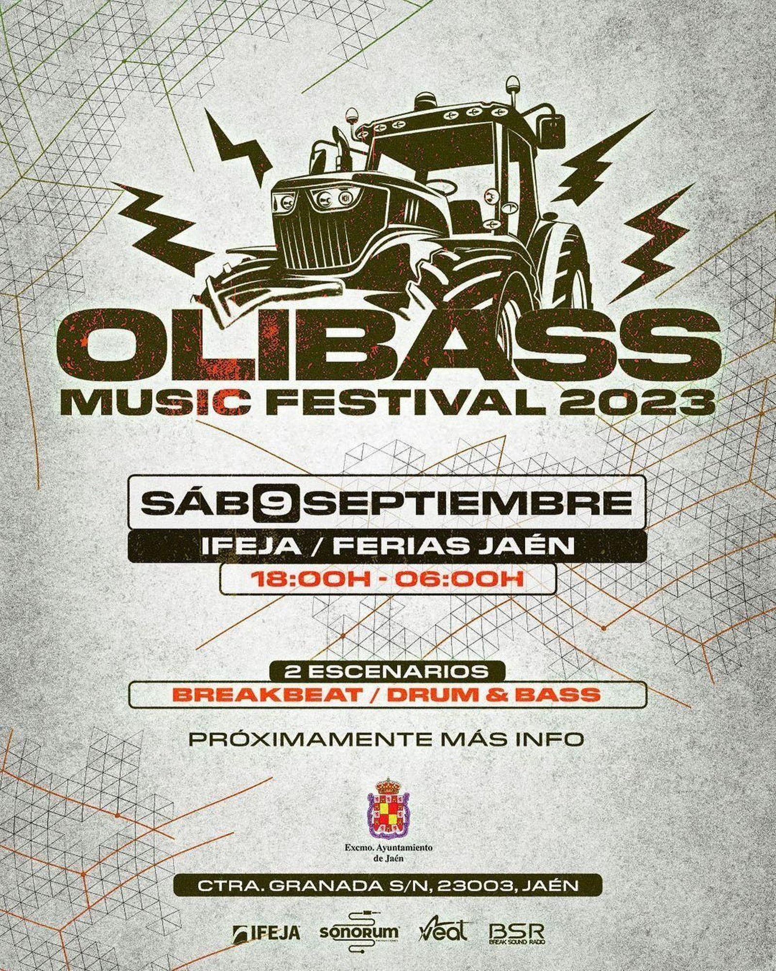Cartel con la imagen oficial del festival Olibass en Jaén.