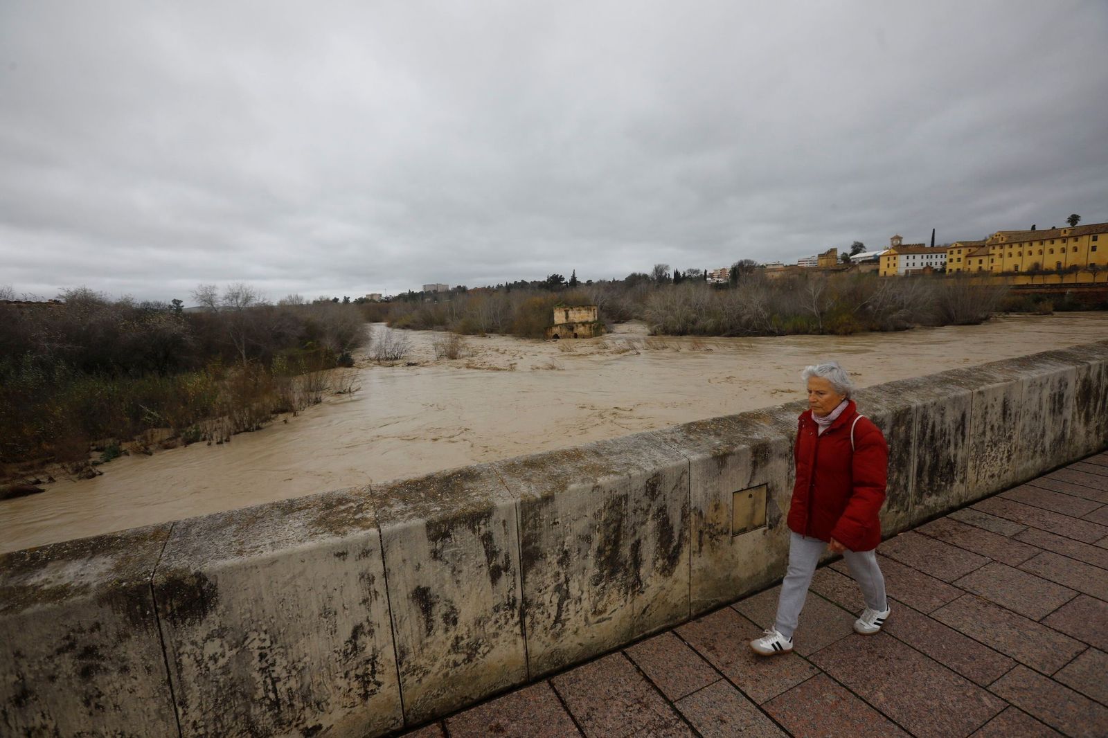 El río Guadalquivir a su paso por Córdoba tras la borrasca Kristin