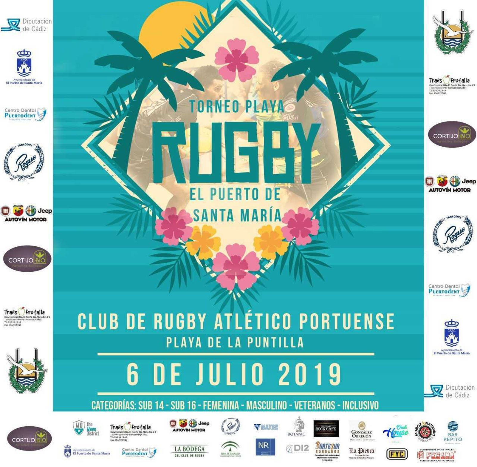 Cartel del Torneo de rugby playa Ciudad de El Puerto.