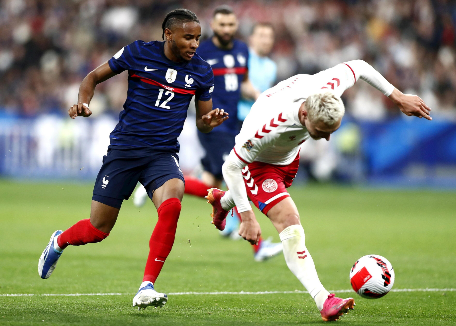 Nkunku, durante el Francia-Dinamarca.