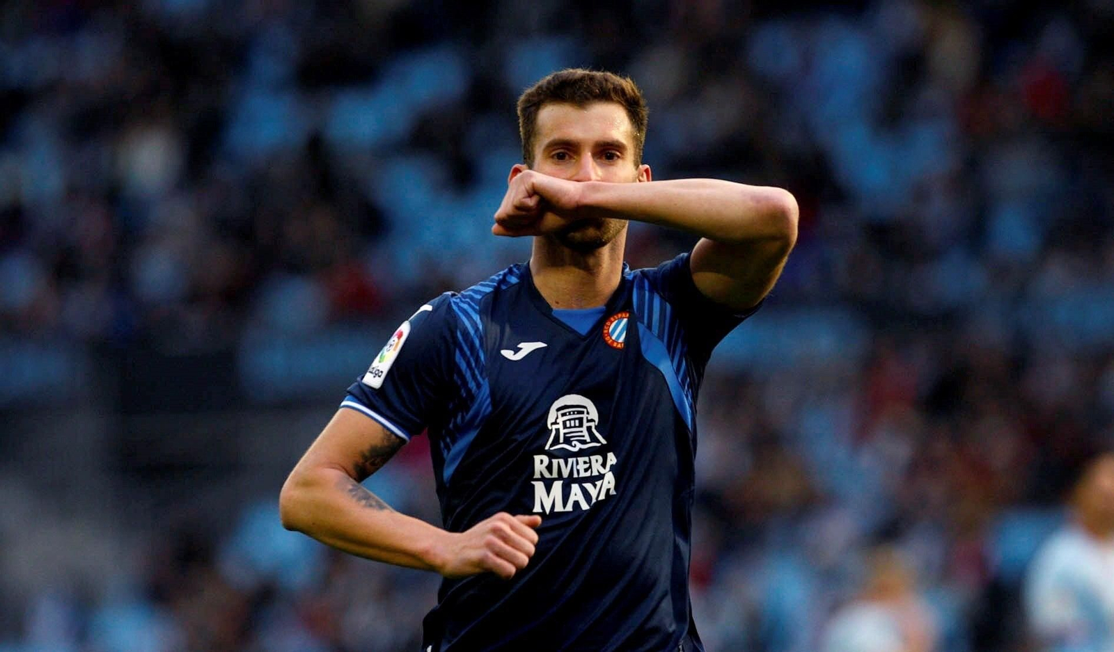 El brasileño celebra uno de los 18 goles que marcó con el Espanyol