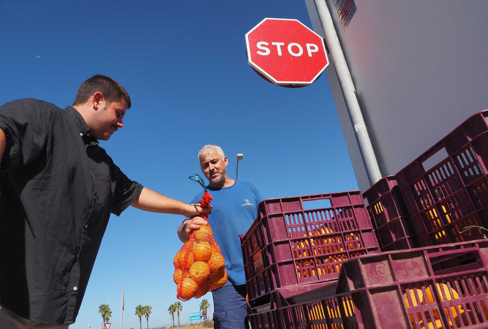El agricultor onubense ha regalado estos días 2.500 kilos de naranjas