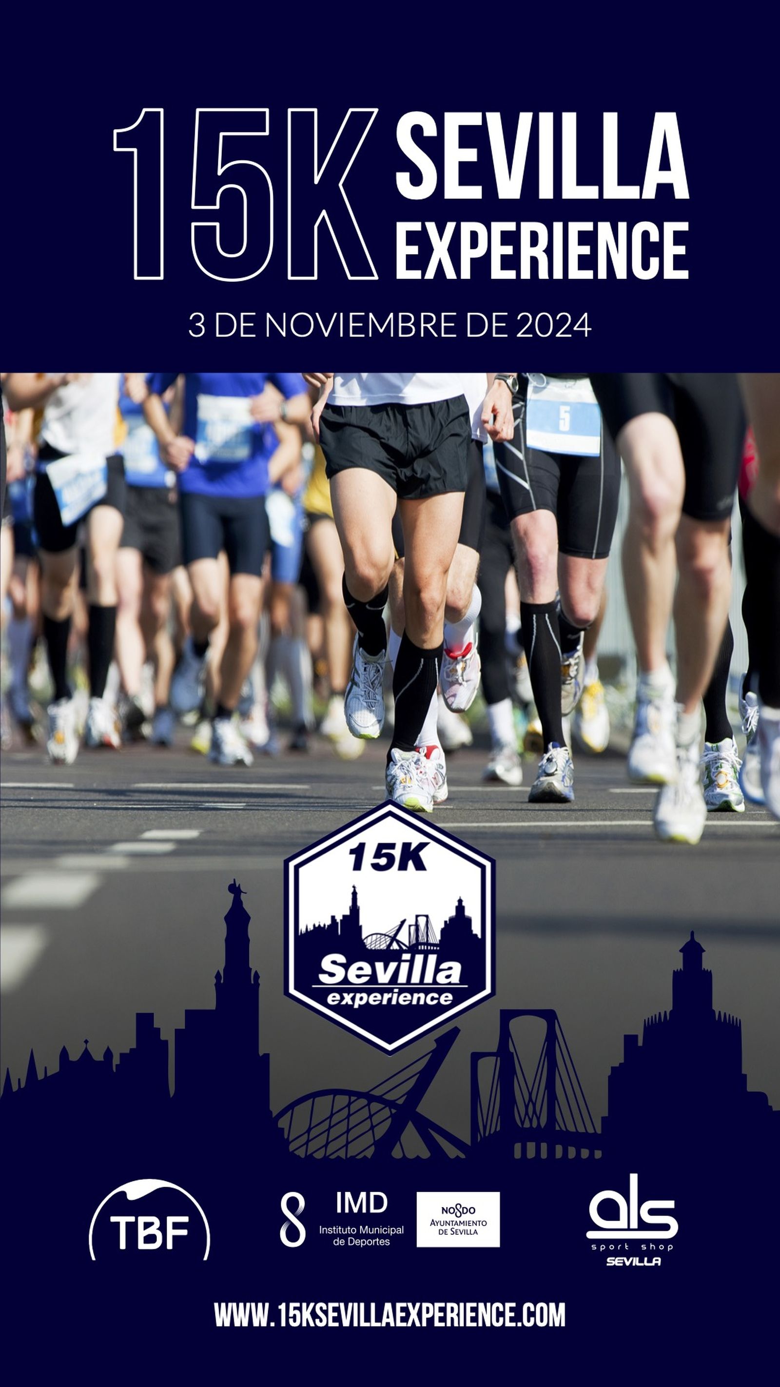 Cartel carrera 15 k Sevilla Experience.