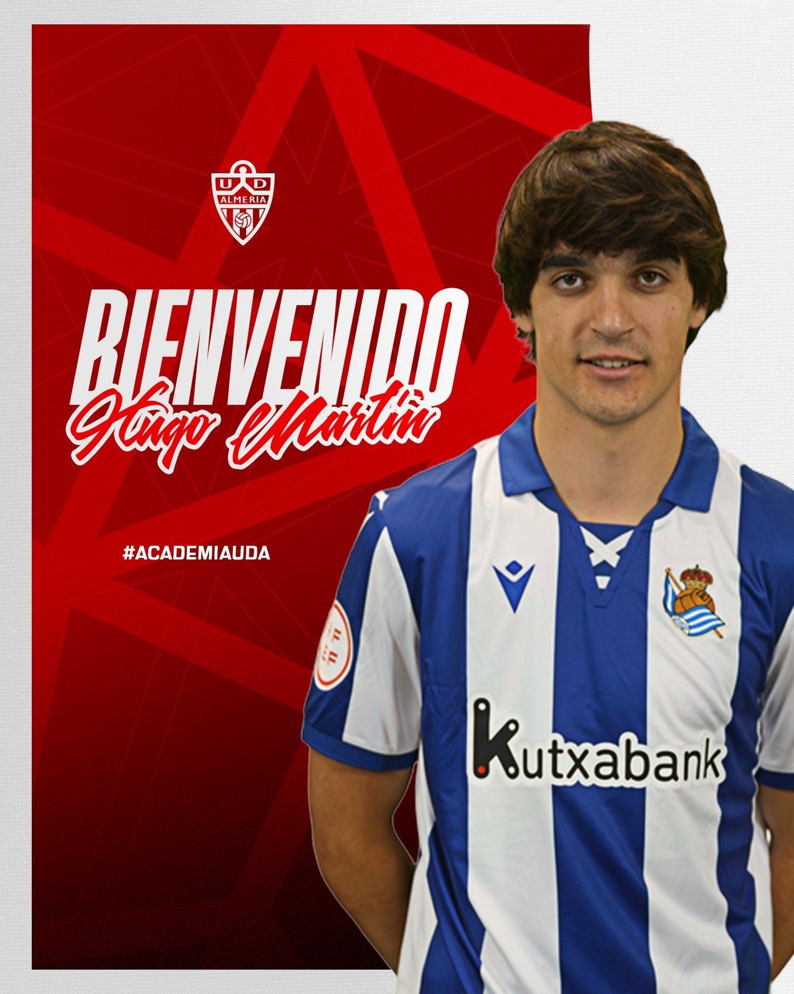 Cartel con el que el conjunto rojiblanco anunciaba la llegada del centrocampista Hugo Martín.