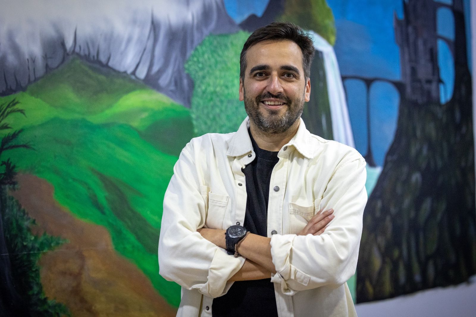 Javi Aguilera posa antes de un ensayo del cuarteto 'Los cocos de Cádiz'.