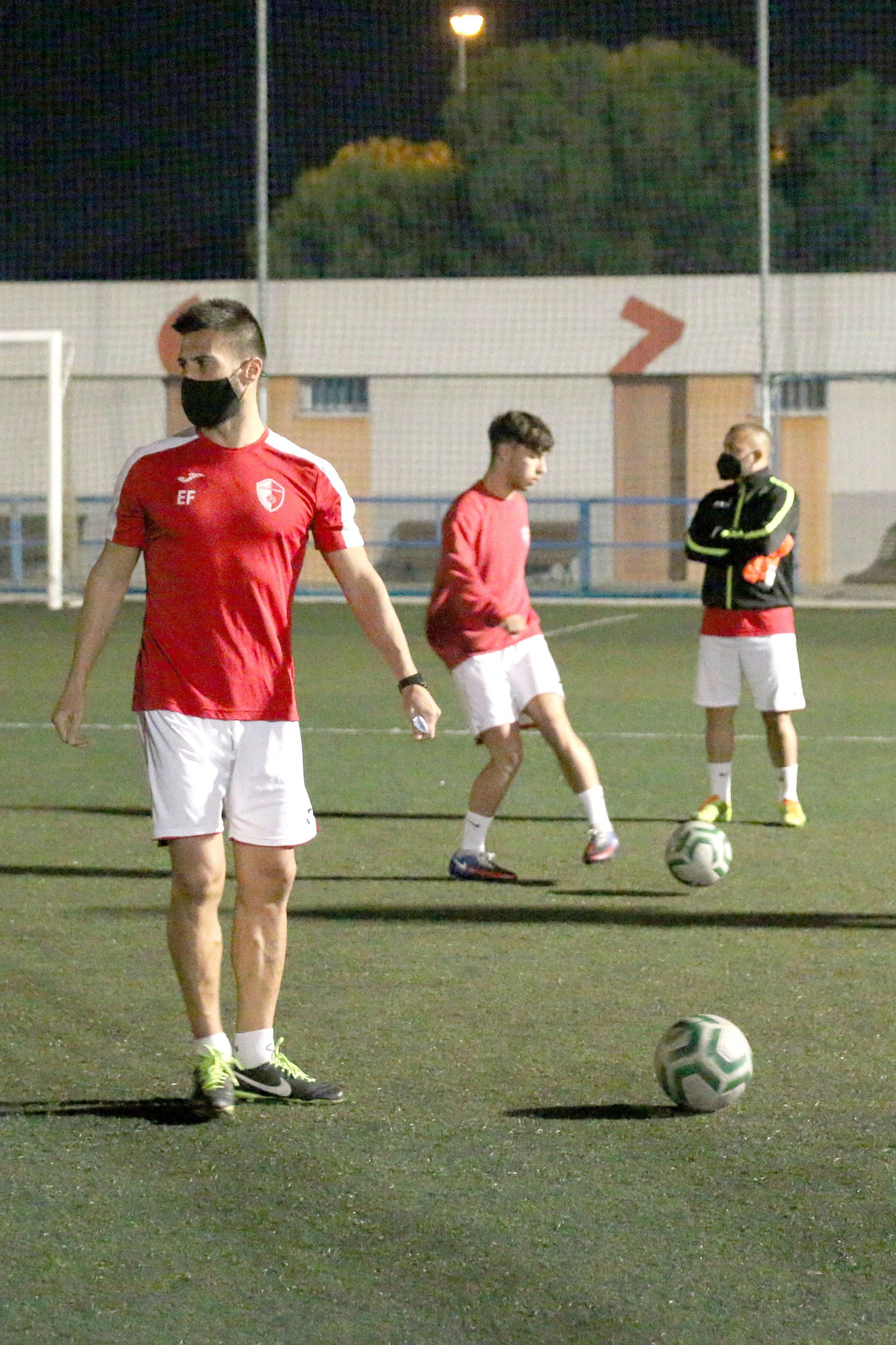 Edu y Crusat, durante el entrenamiento.