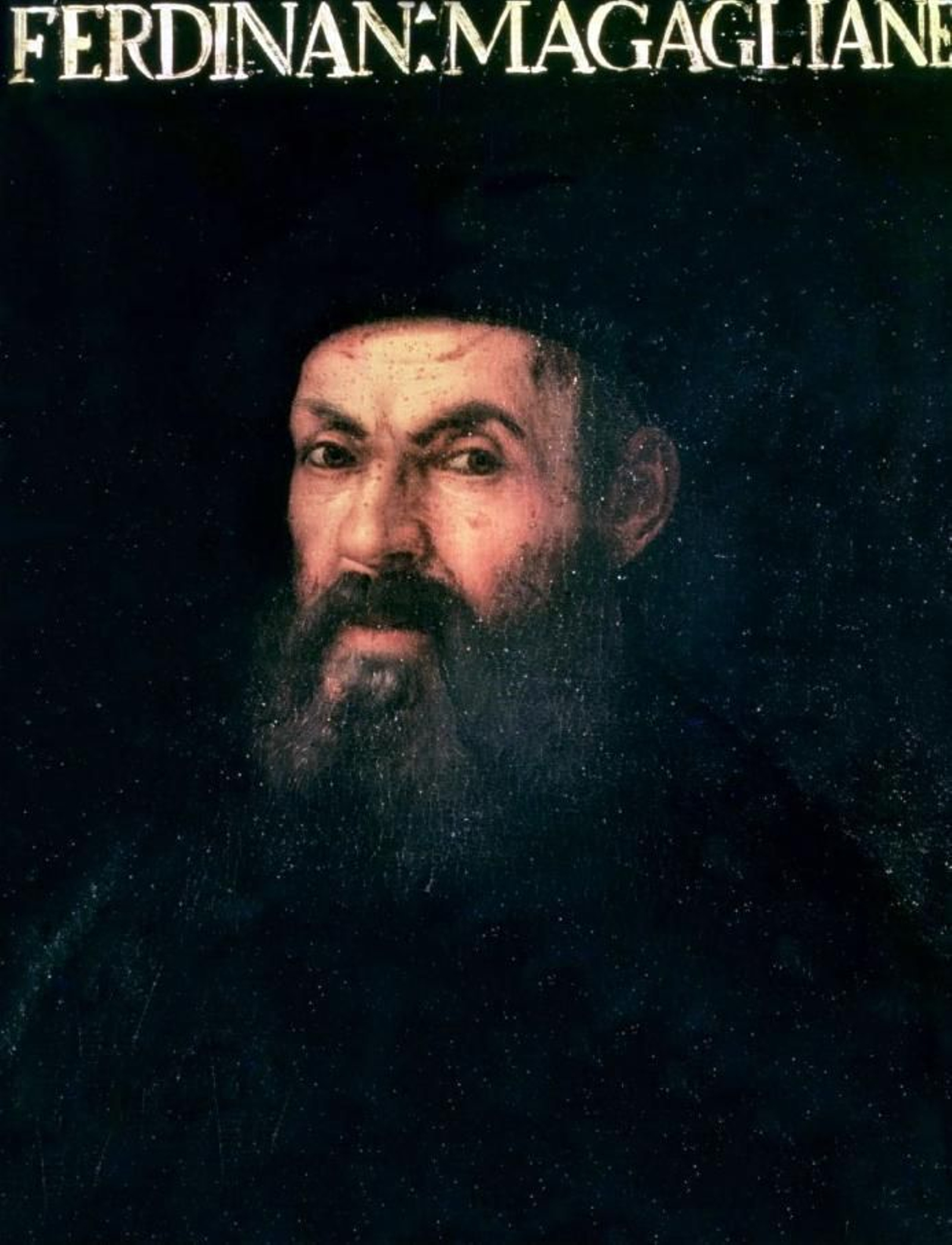 Magallanes, retrato anónimo circa 1552-1556. Galería de los Uffizi.