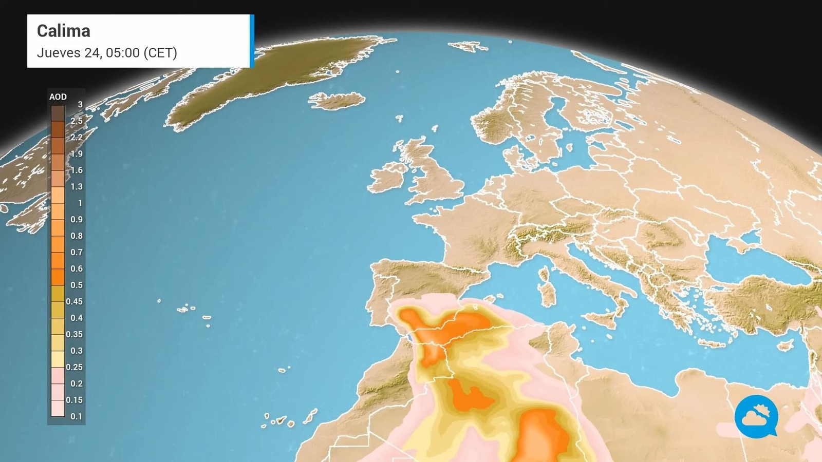 Llega de la calima a la península ibérica.