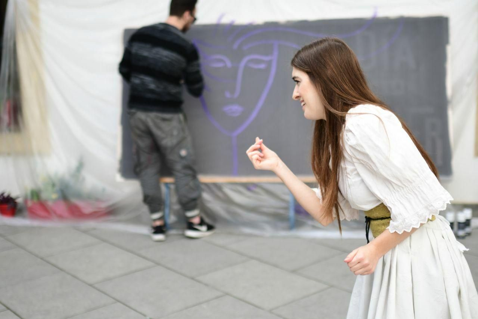Un momento de la representación llevada a cabo en la Escuela de Arte Dramático
