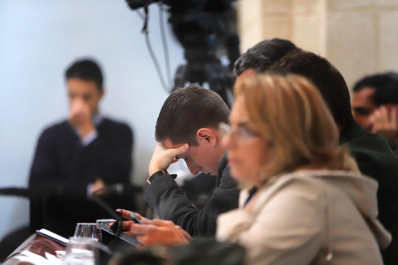 El concejal del PP Jaime Espinar durante un pleno.
