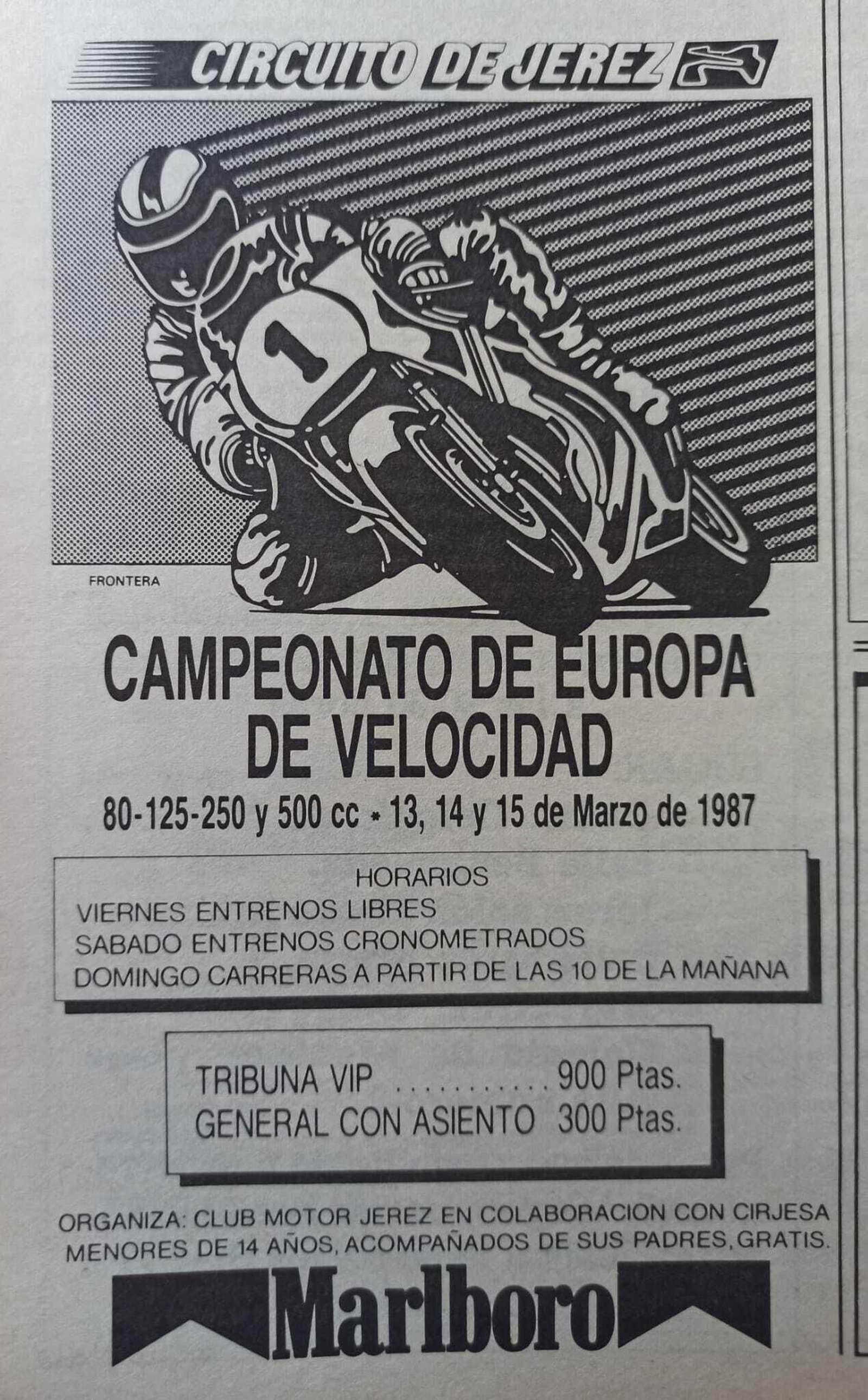 Cartel anunciador del Europeo en el Circuito de Jerez.