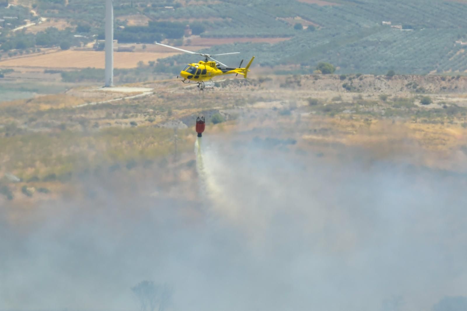 El incendio en el parque eólico de Padul, en fotos