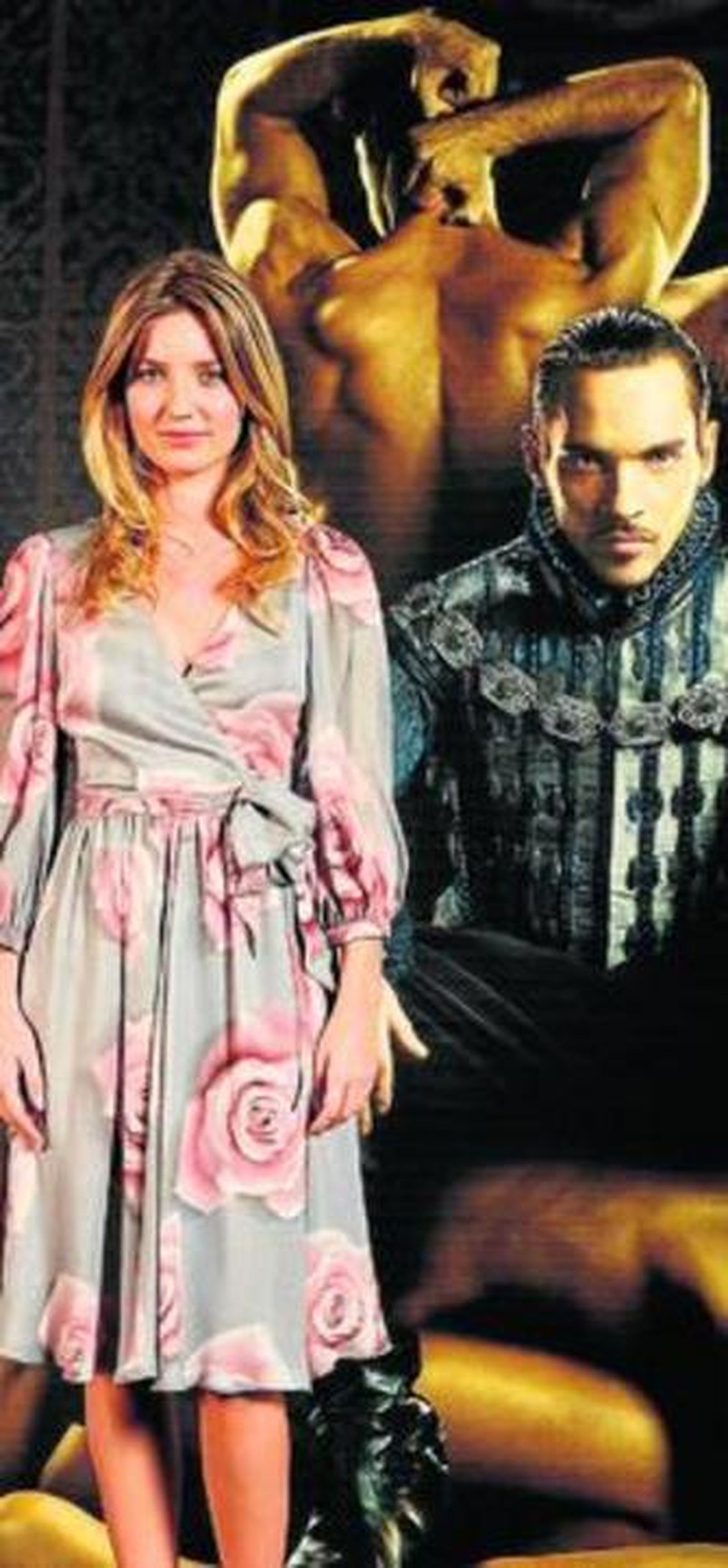 Annabelle Wallis en un cartel de 'Los Tudor' con Enrique VIII-Rhys Meyers.