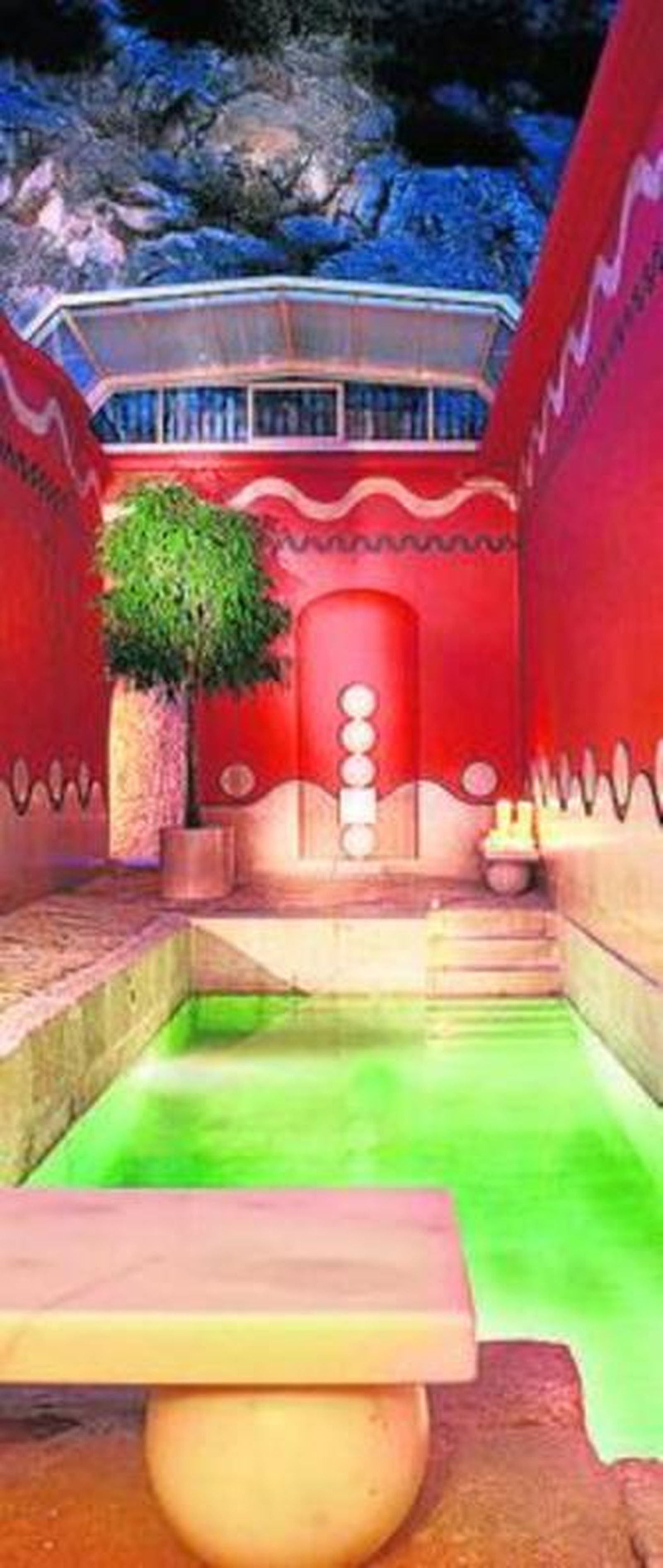 Interior del balneario.