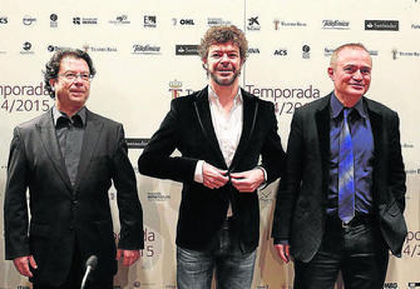 El compositor Mauricio Sotelo junto a los directores musicales, Pablo Heras-Casado, y Joan Mataboch.