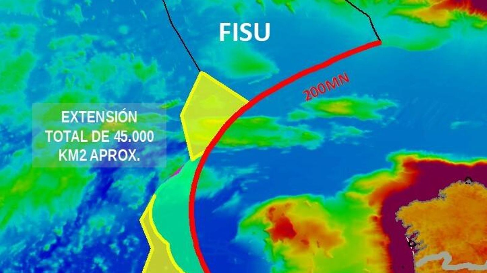 Ilustración con las zonas reclamadas para la ampliación de la plataforma continental