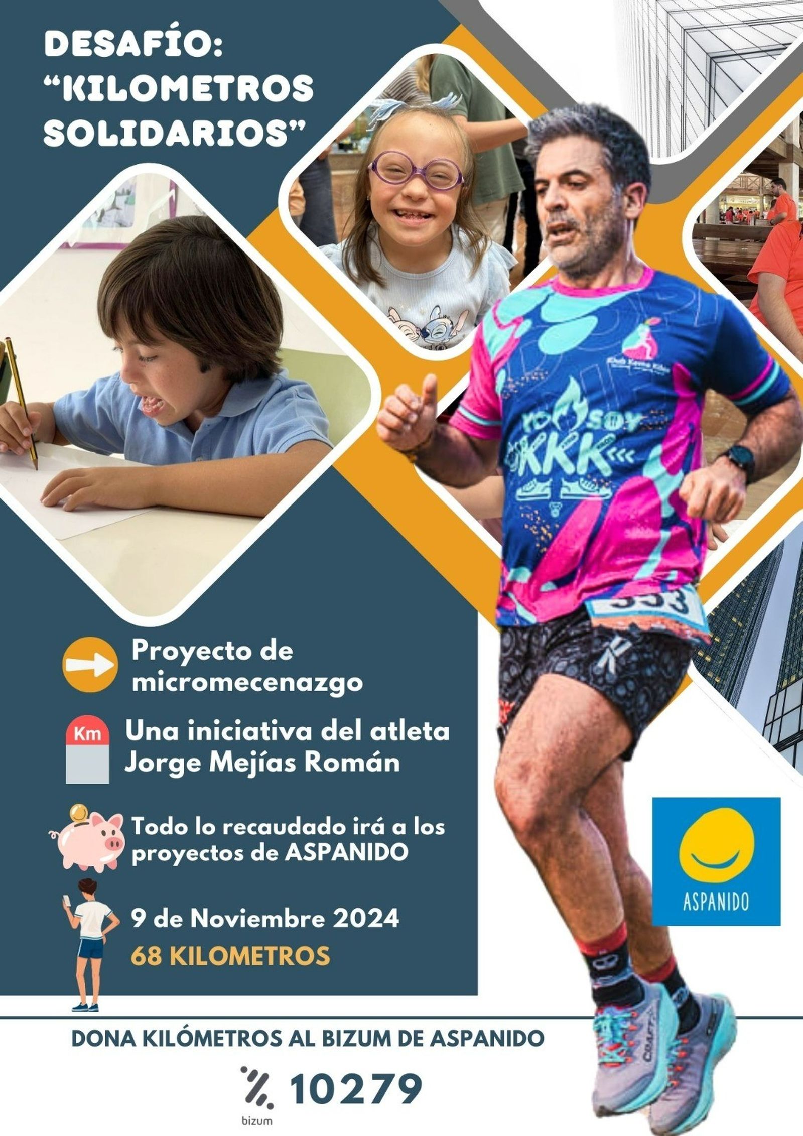 Cartel del reto deportivo para recaudar fondos para Aspanido.