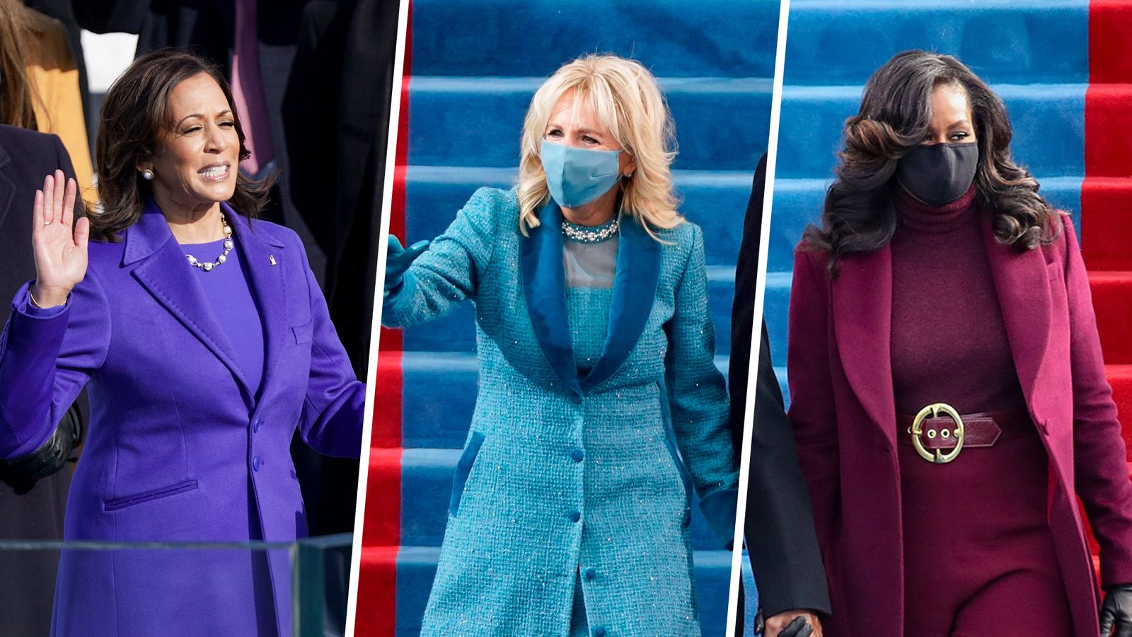 De i. a dcha, Kamala Harris, Jill Biden y Michelle Obama.