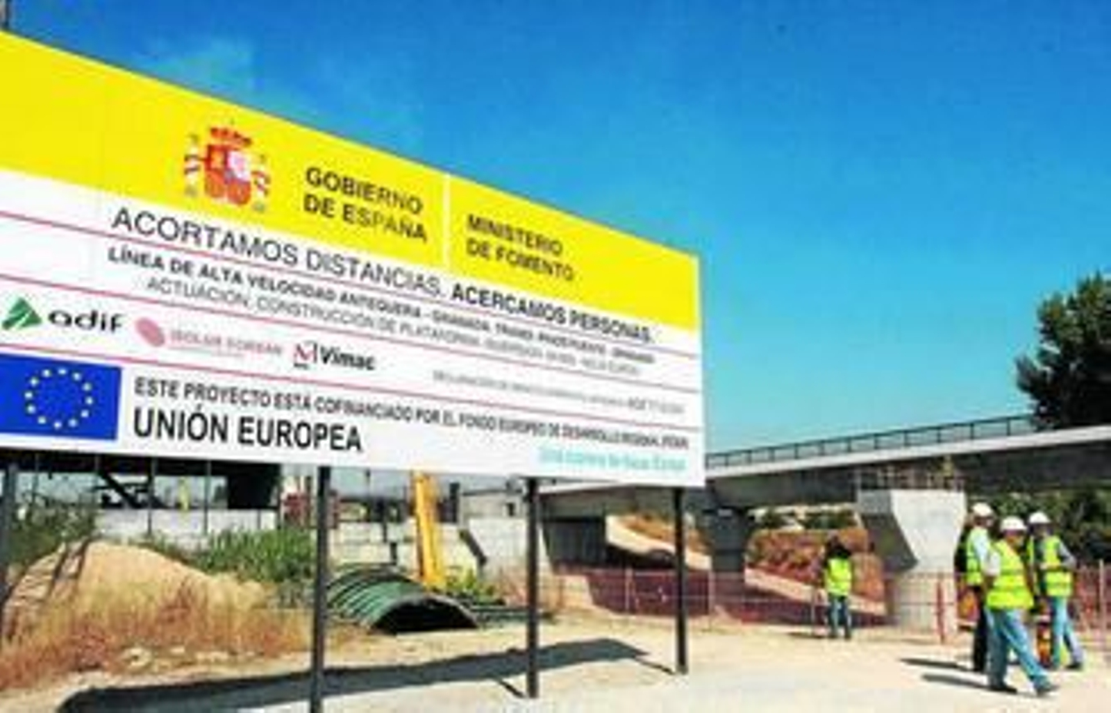 Las obras del AVE Antequera-Granada en la última visita de la ministra de Fomento en septiembre de 2013.