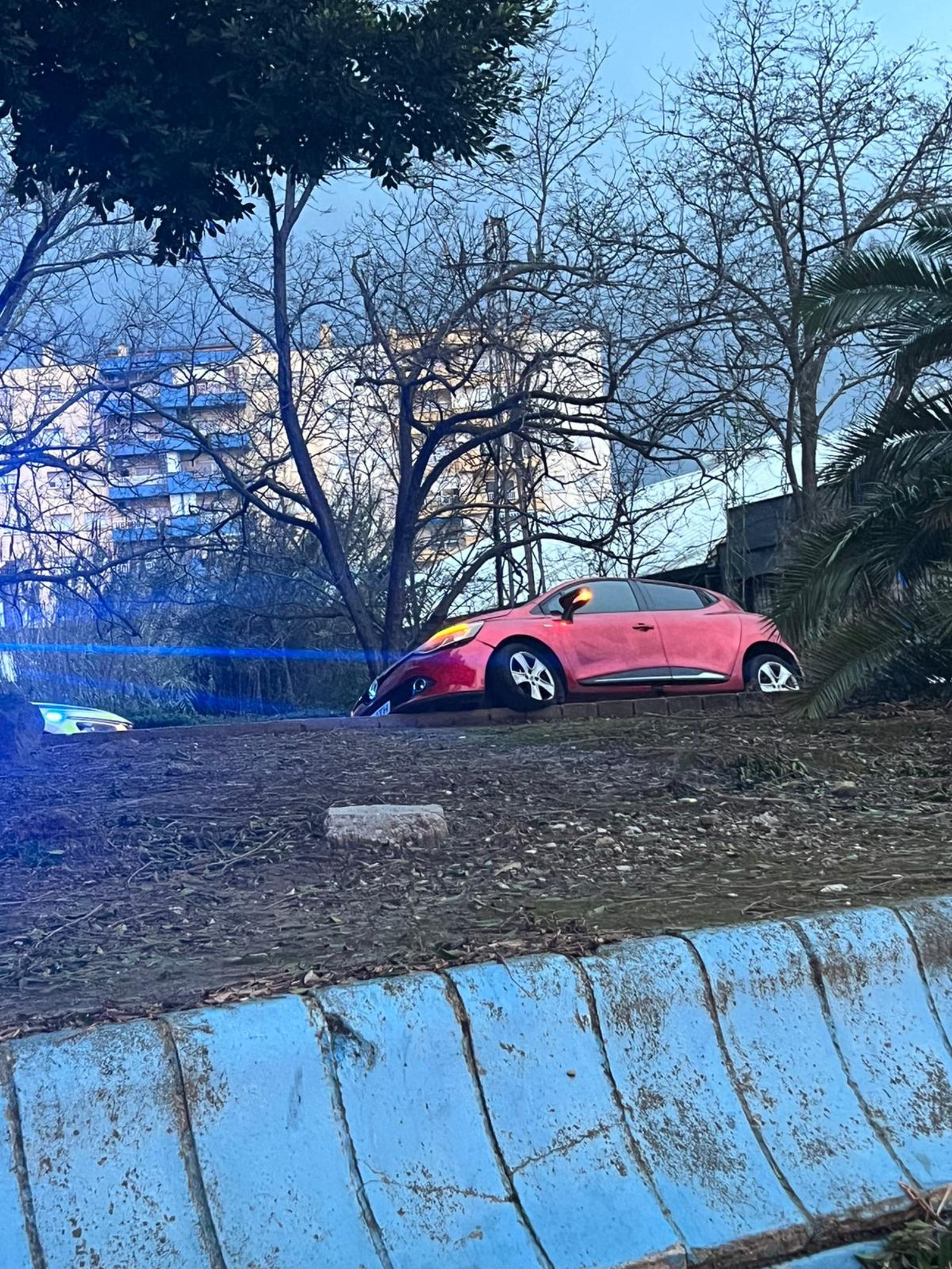 El coche, tras el accidente.