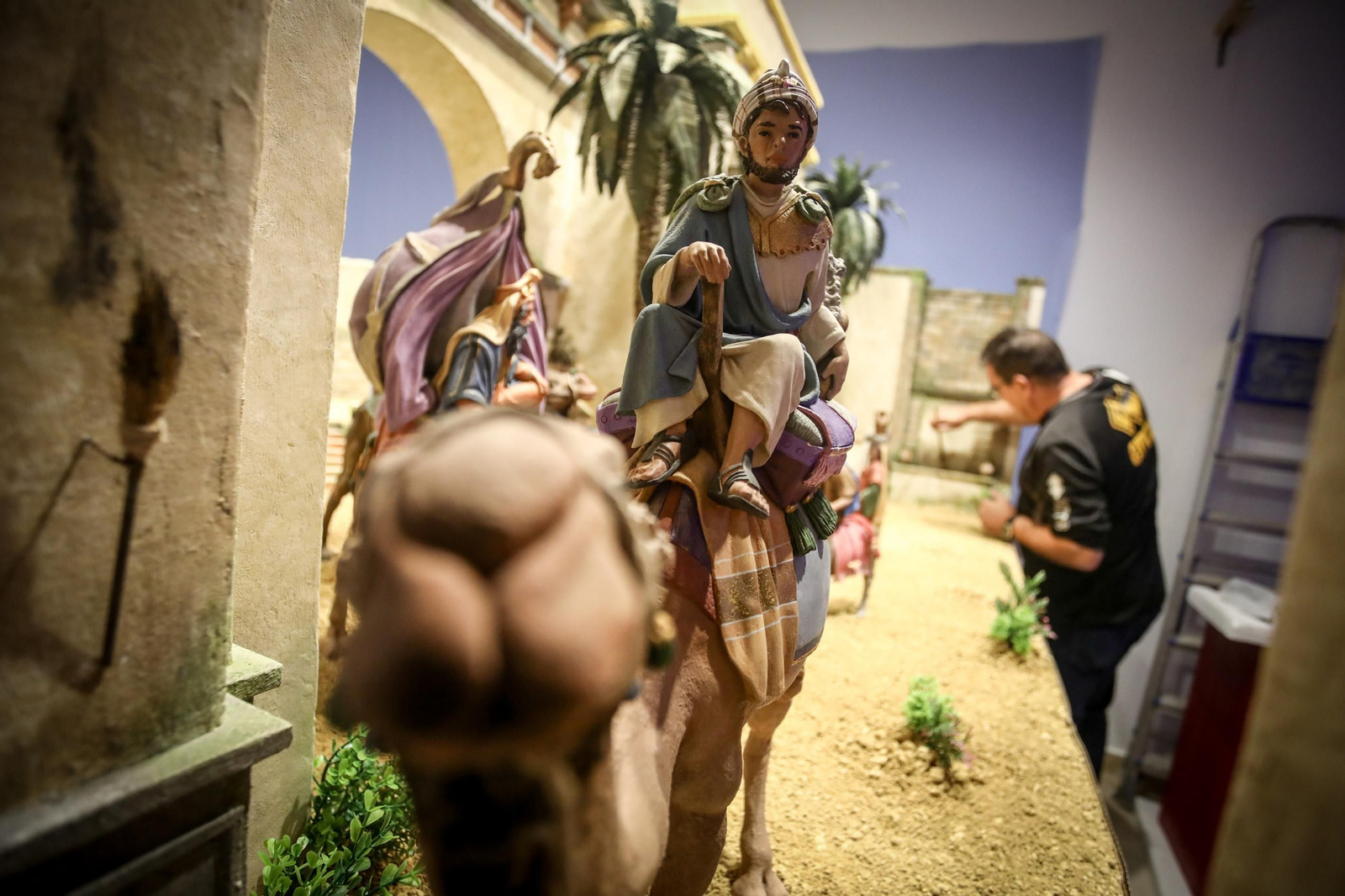 Montaje del Belén de la Fundación Cajasol en 2019.