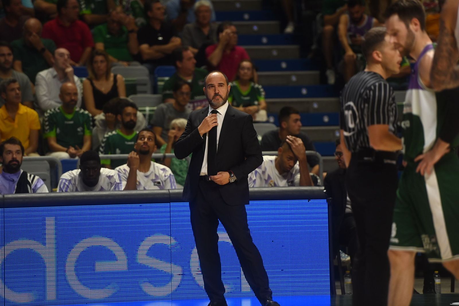 Chus Mateo, durante el Unicaja-Real Madrid.
