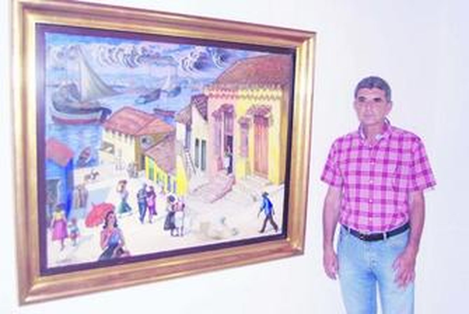 José Manuel Marín con una obra de Segura Ezquerro.