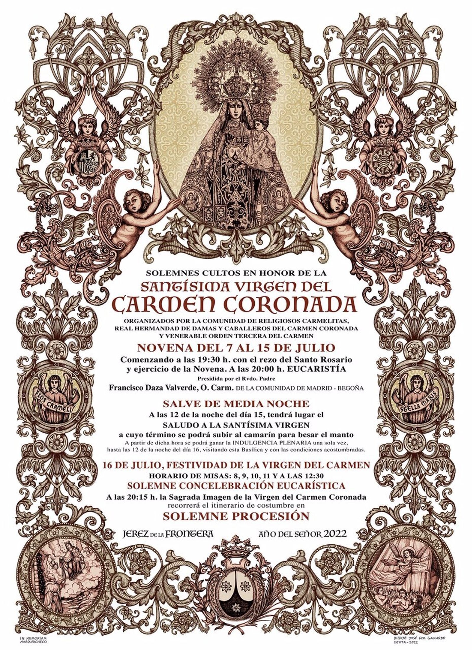 Convocatoria de la novena de Nuestra Señora del Carmen Coronada.