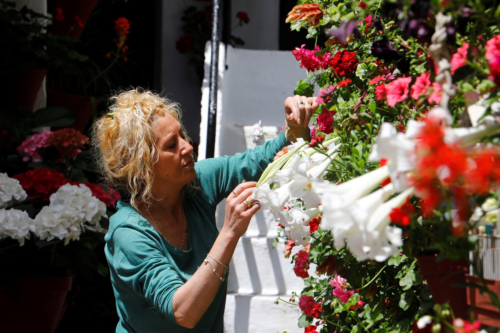 Los últimos preparativos en los Patios de Córdoba para el concurso, en imágenes