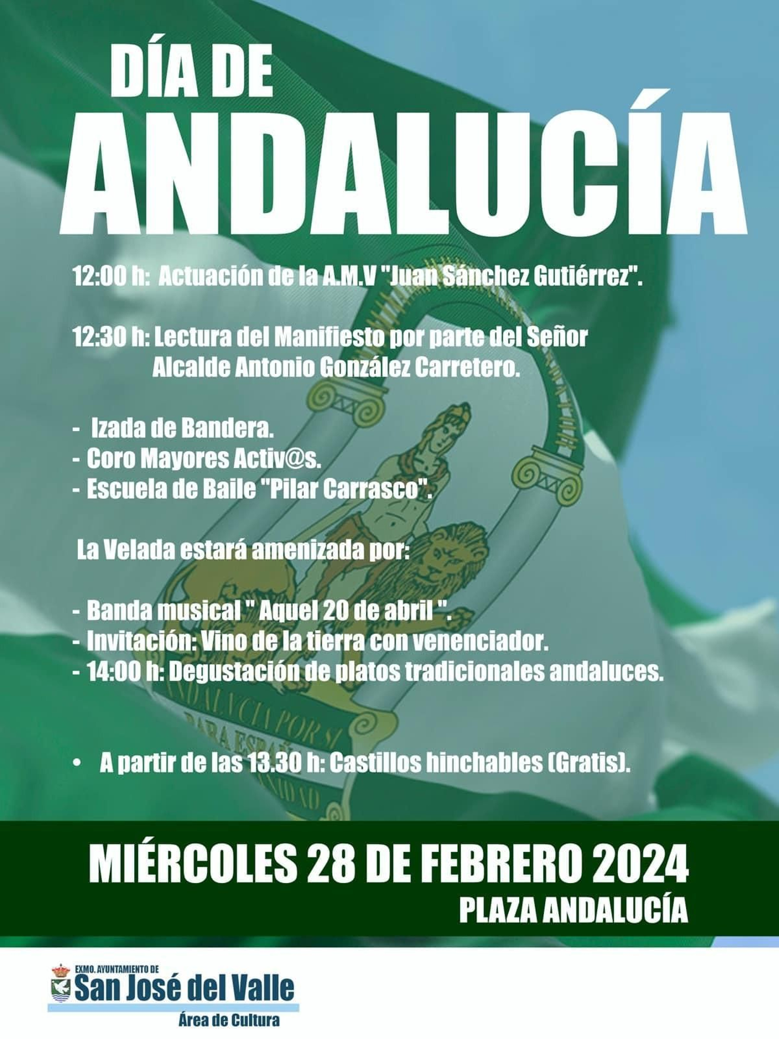 Porgramación Día de Andalucía en San José del Valle. Porgramación Día de Andalucía en San José del Valle.