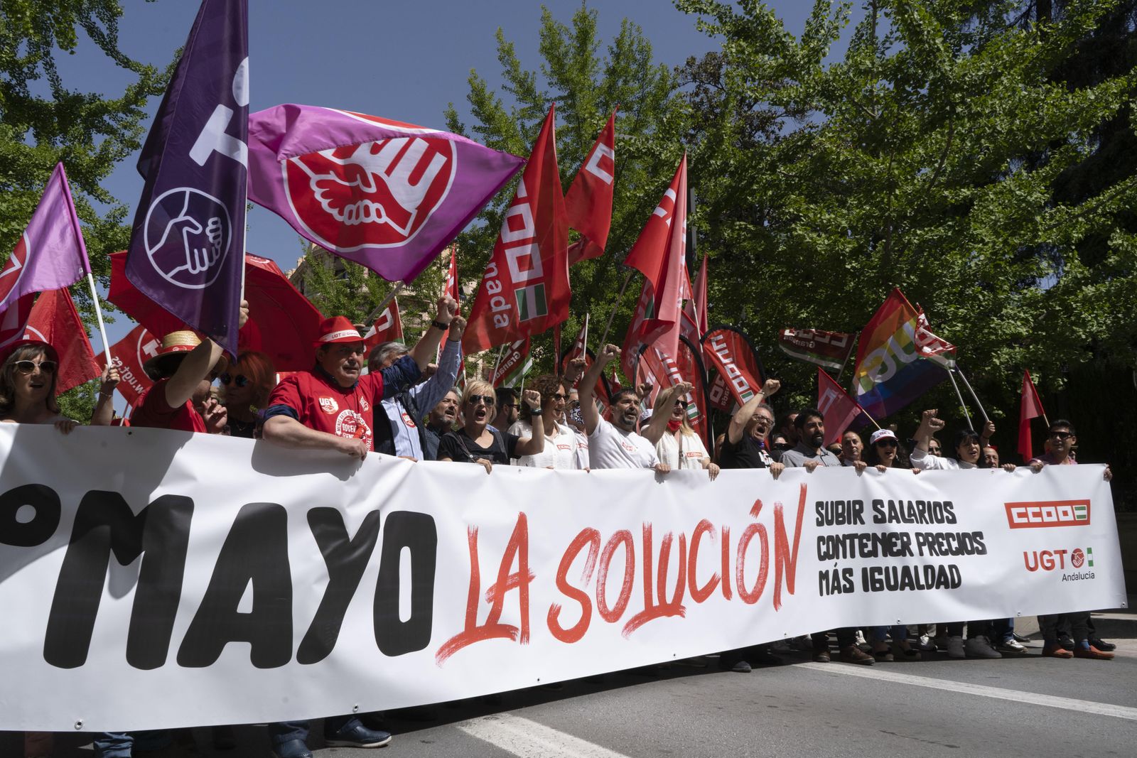 La manifestación por el Día Internacional del Trabajo de Granada, en imágenes