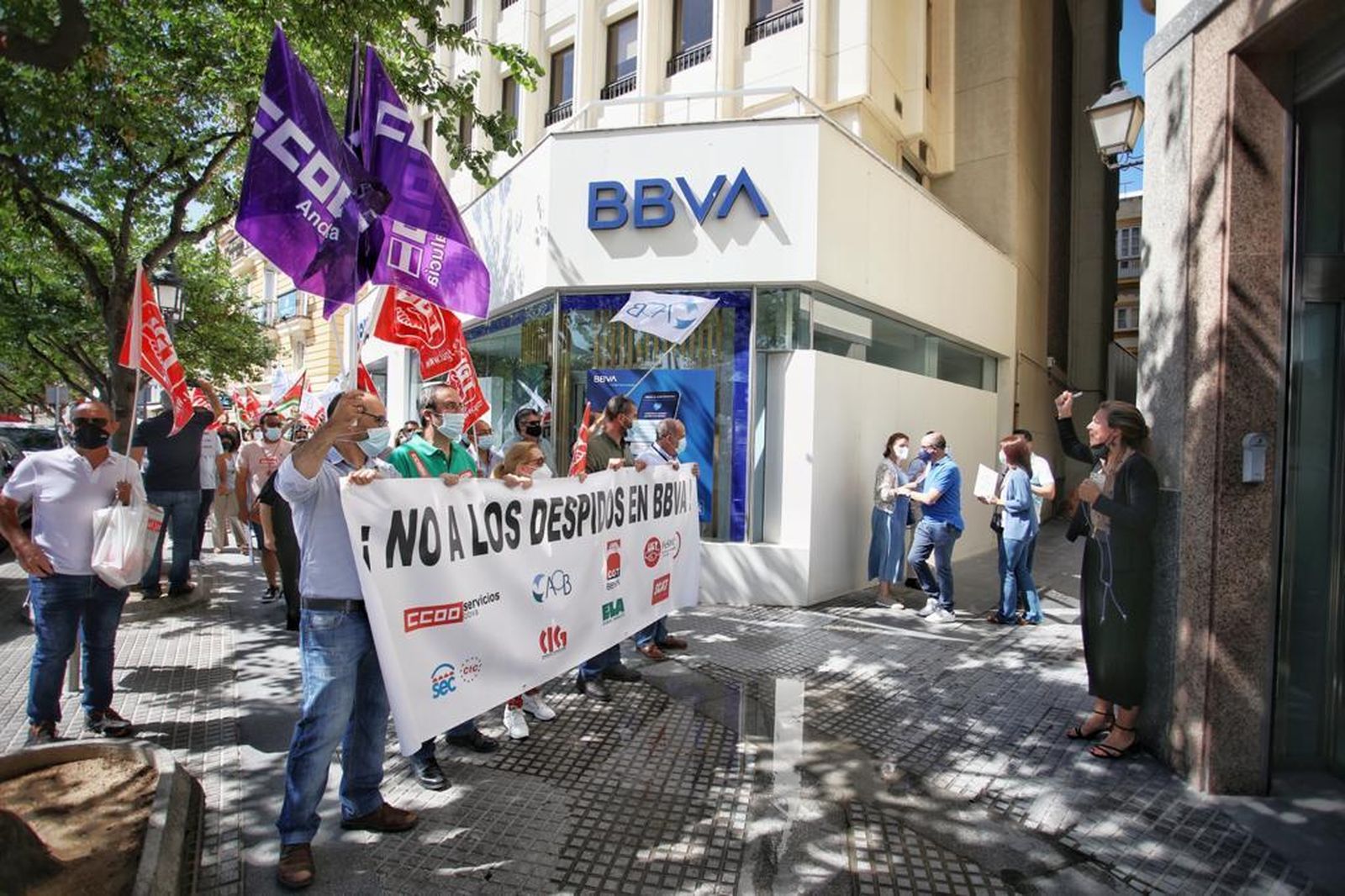 Manifestación de los trabajadores de BBVA ante el anuncio de Ere.