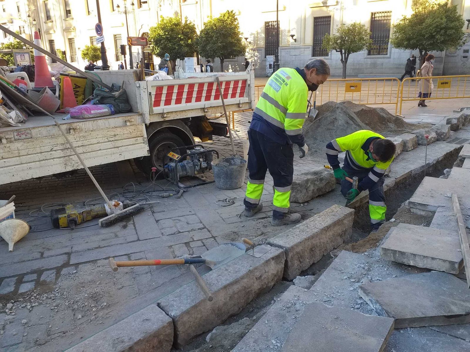 Obras en el centro de Sevilla