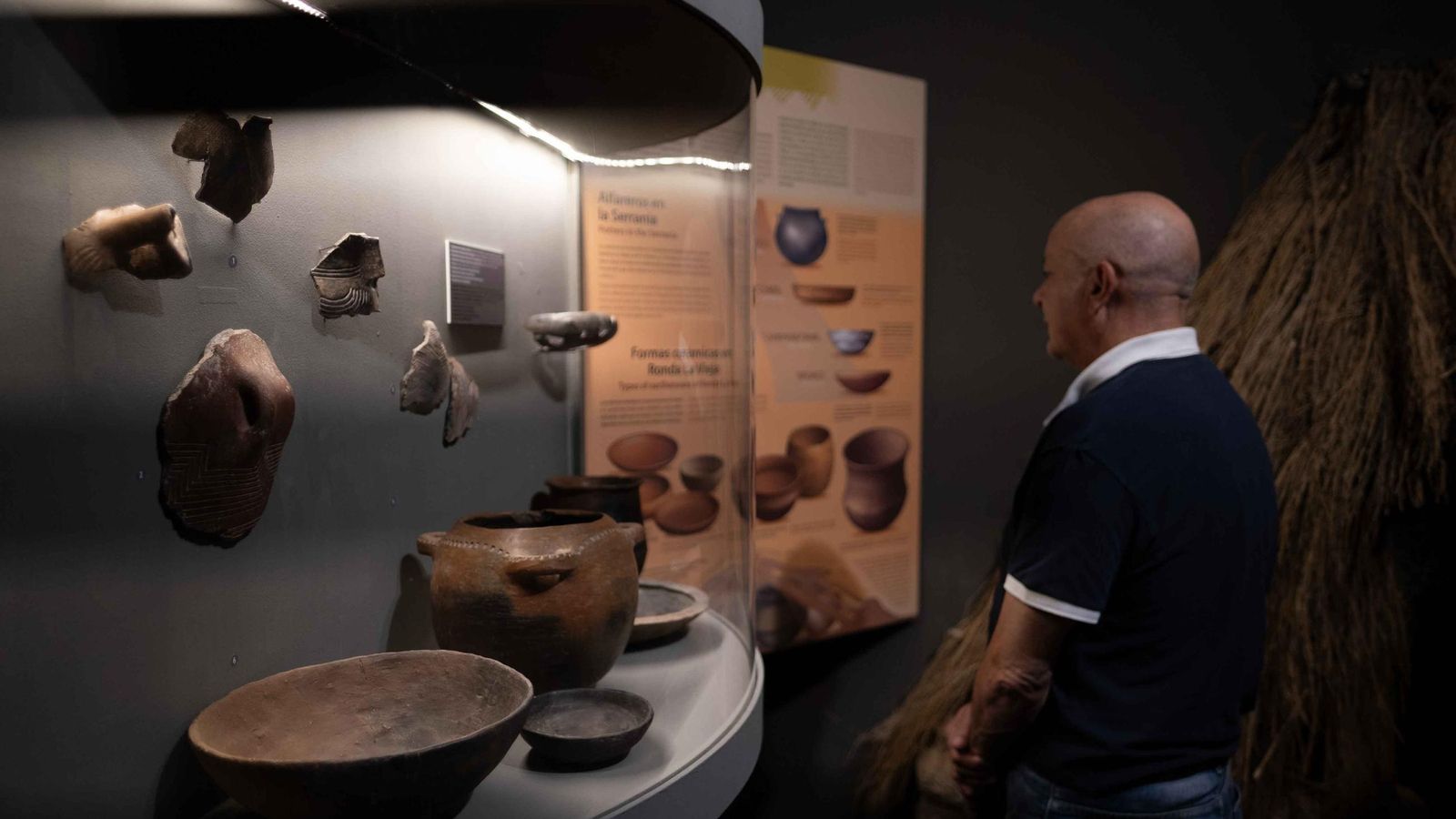 Un visitante observa las nuevas piezas expuestas.