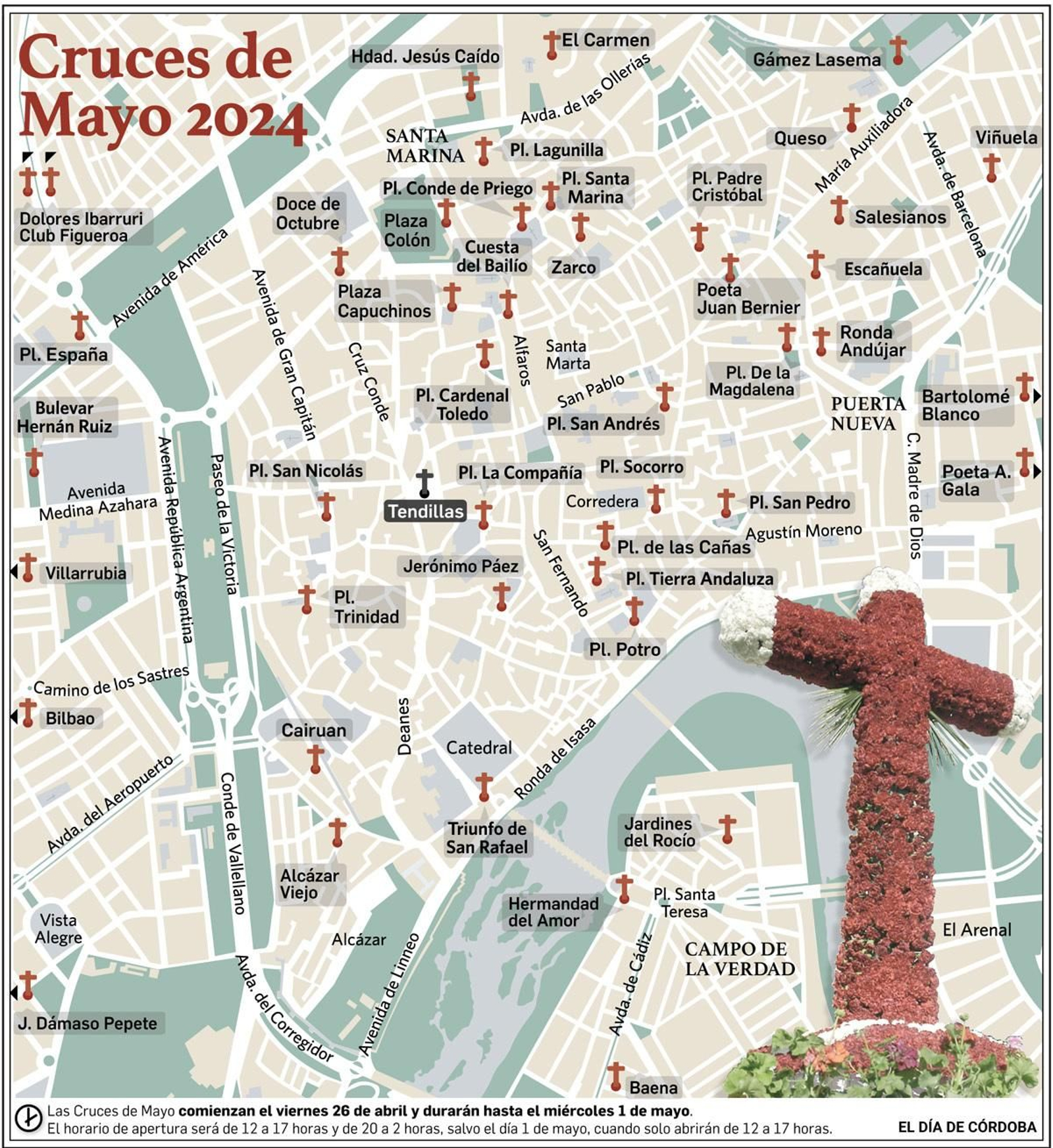 Mapa de las Cruces de Mayo de Córdoba 2024 Mapa de las Cruces de Mayo de Córdoba 2024