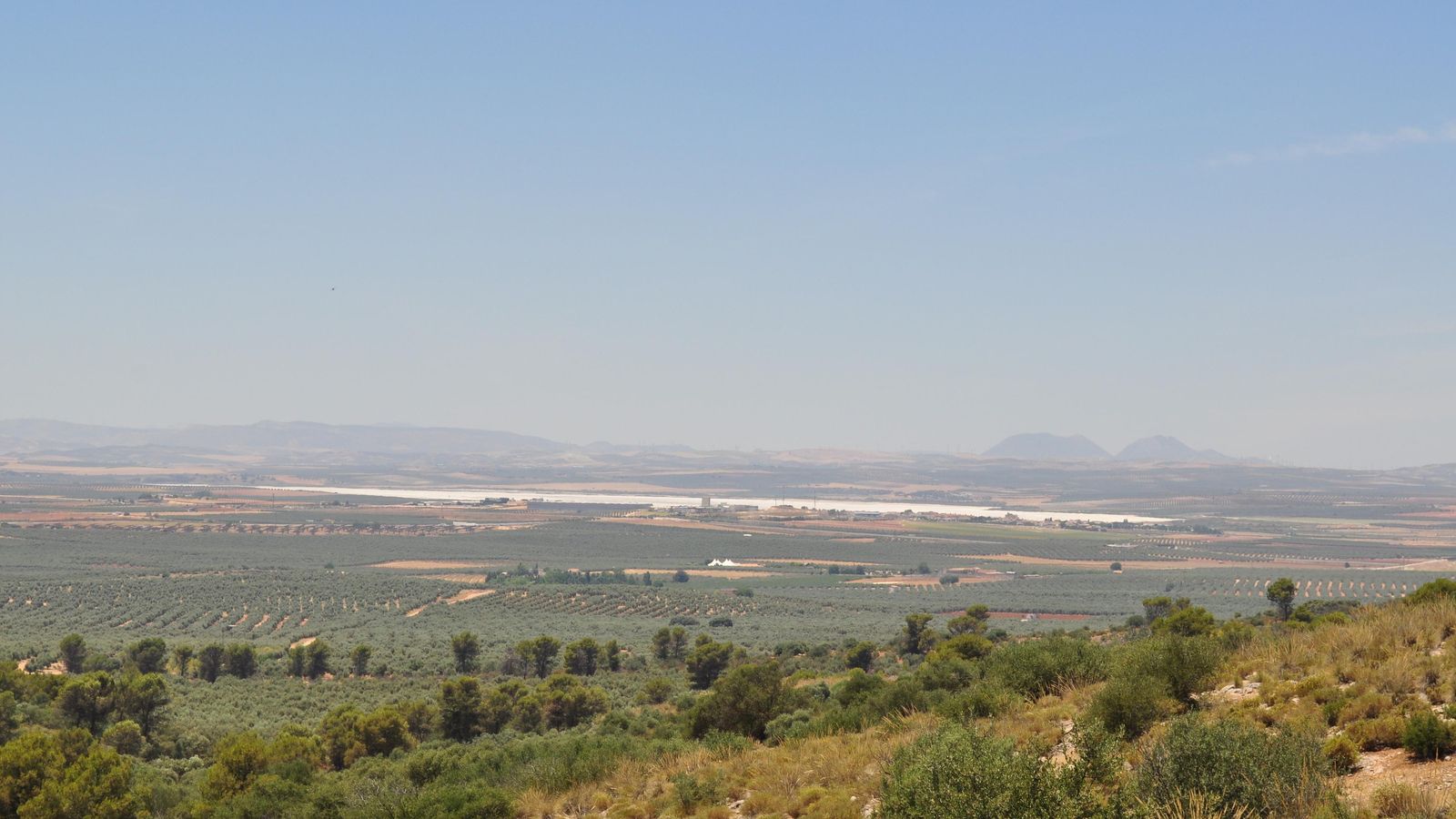 Panorámica desde sierra de Mollina de la Laguna de Fuente de Piedra y sierra de Yeguas.
